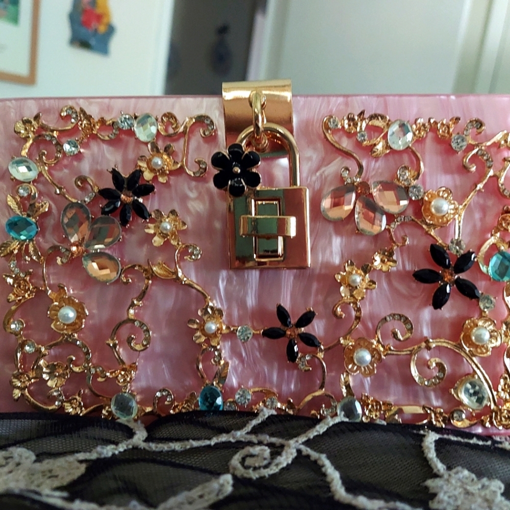 Brand New Beautiful Lucite Evening Clutch Pink! Replica of Dolce & Gabbana